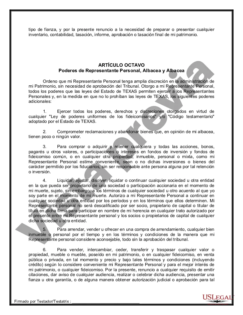 Preview Formulario de última voluntad y testamento legal para persona soltera sin hijos