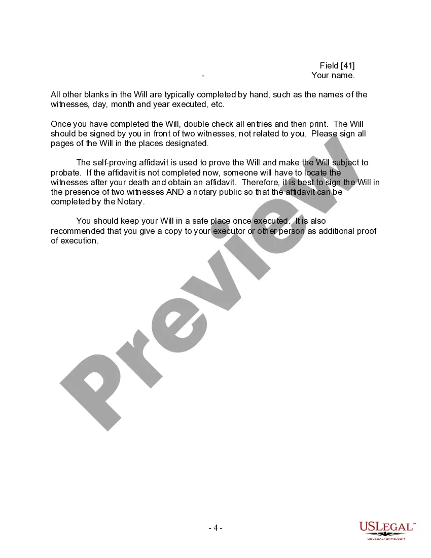 Preview Last Will and Testament for Married Person with Adult Children from Prior Marriage