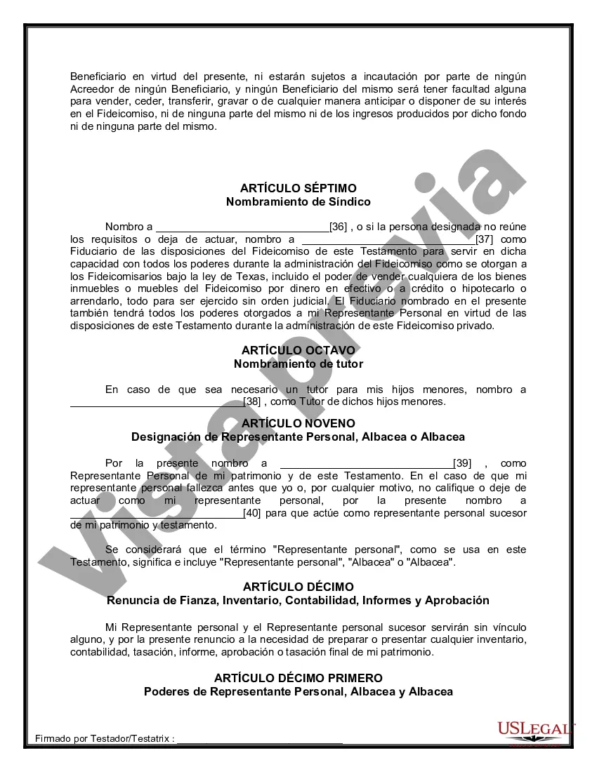 Preview Formulario de última voluntad y testamento legal para personas divorciadas que no se han vuelto a casar con hijos adultos y menores