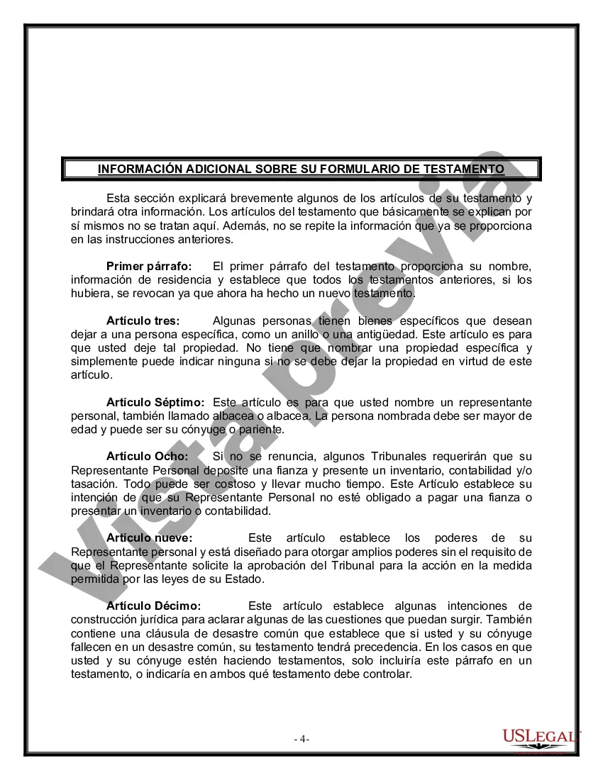 Preview Paquete de Voluntades Mutuas con Últimas Voluntades y Testamentos para Pareja Casada sin Hijos