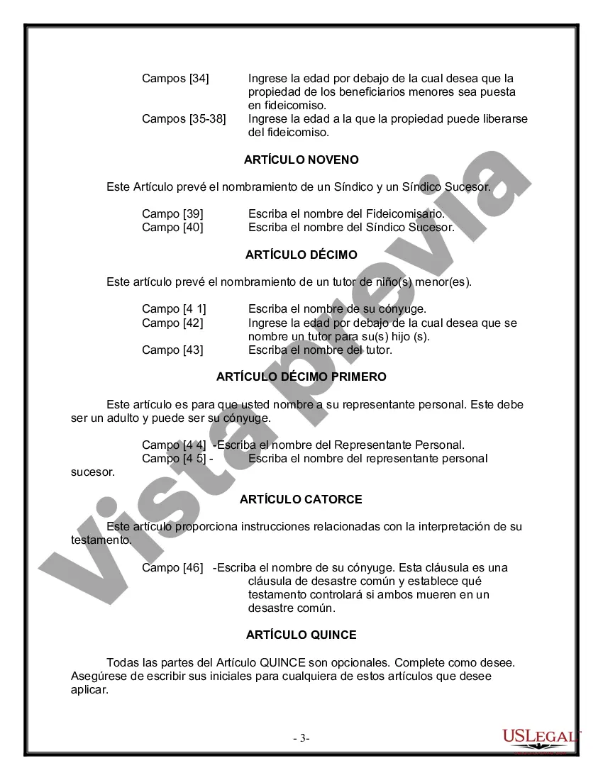 Preview Paquete de Voluntades Mutuas con Últimas Voluntades y Testamentos para Pareja Casada con Hijos Menores