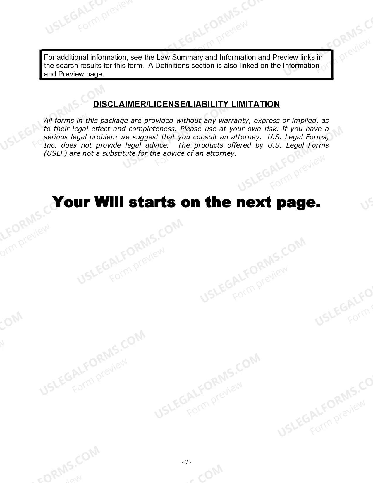 Preview Last Will and Testament for Married Person with Minor Children