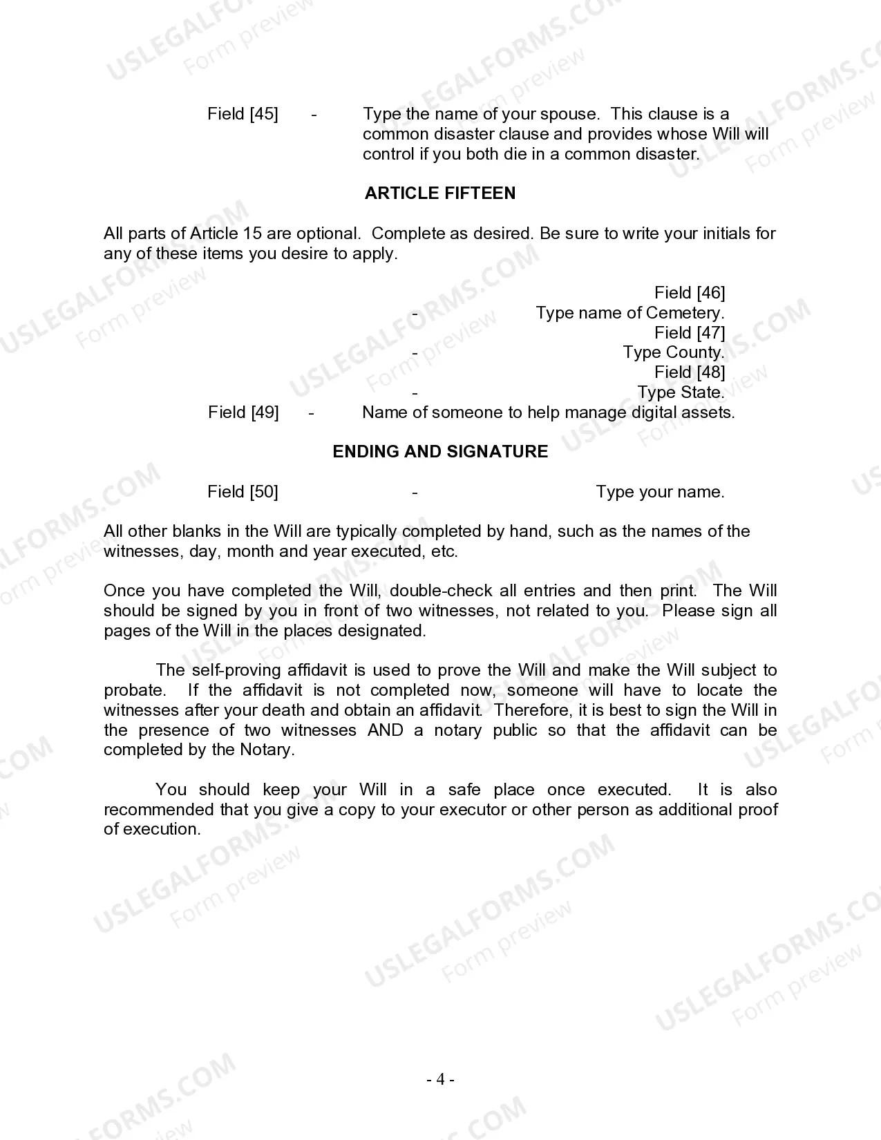 Preview Last Will and Testament for Married Person with Adult and Minor Children