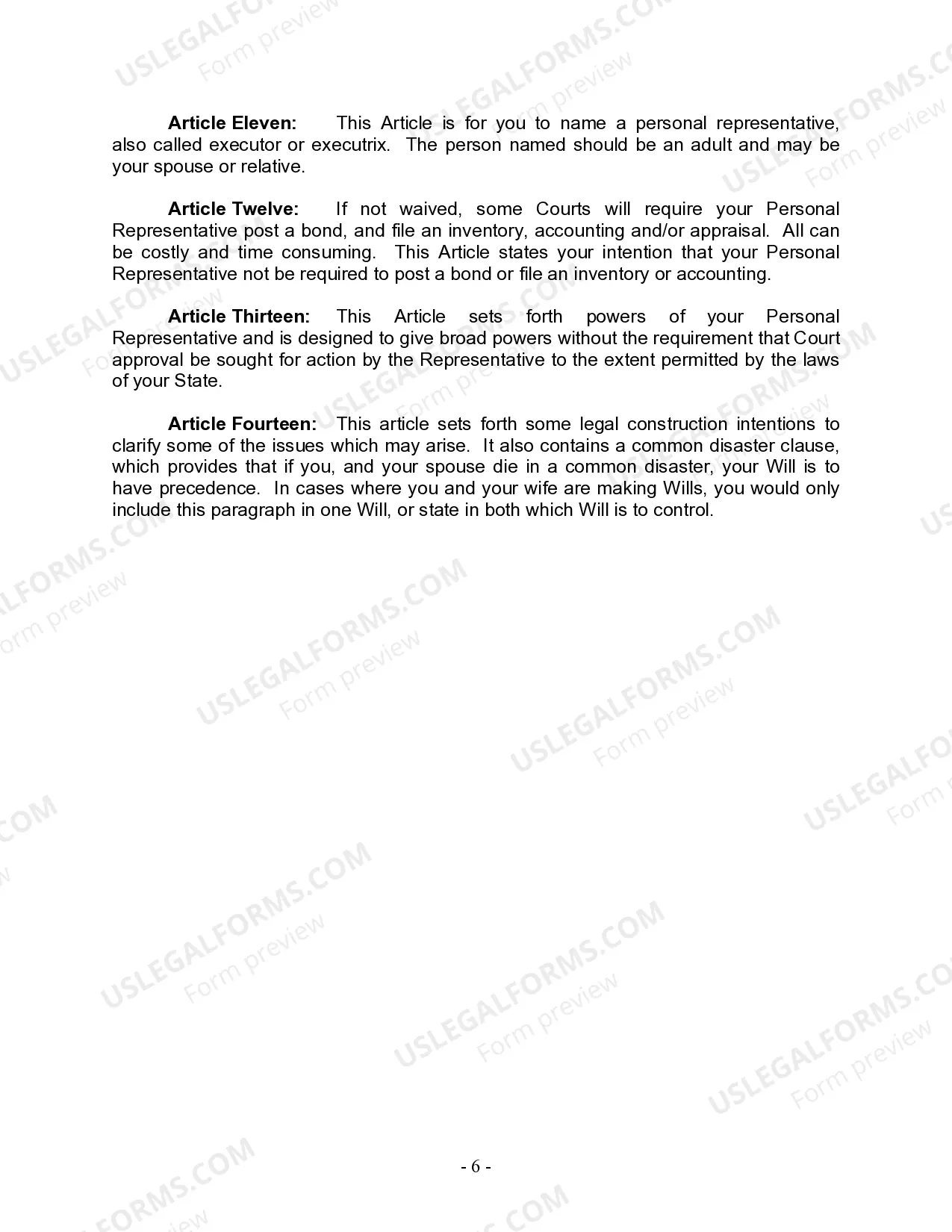 Preview Last Will and Testament for Married Person with Adult and Minor Children