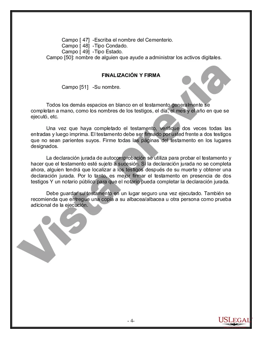 Preview Paquete de Voluntades Mutuas con Últimas Voluntades y Testamentos para Pareja Casada con Hijos Mayores y Menores