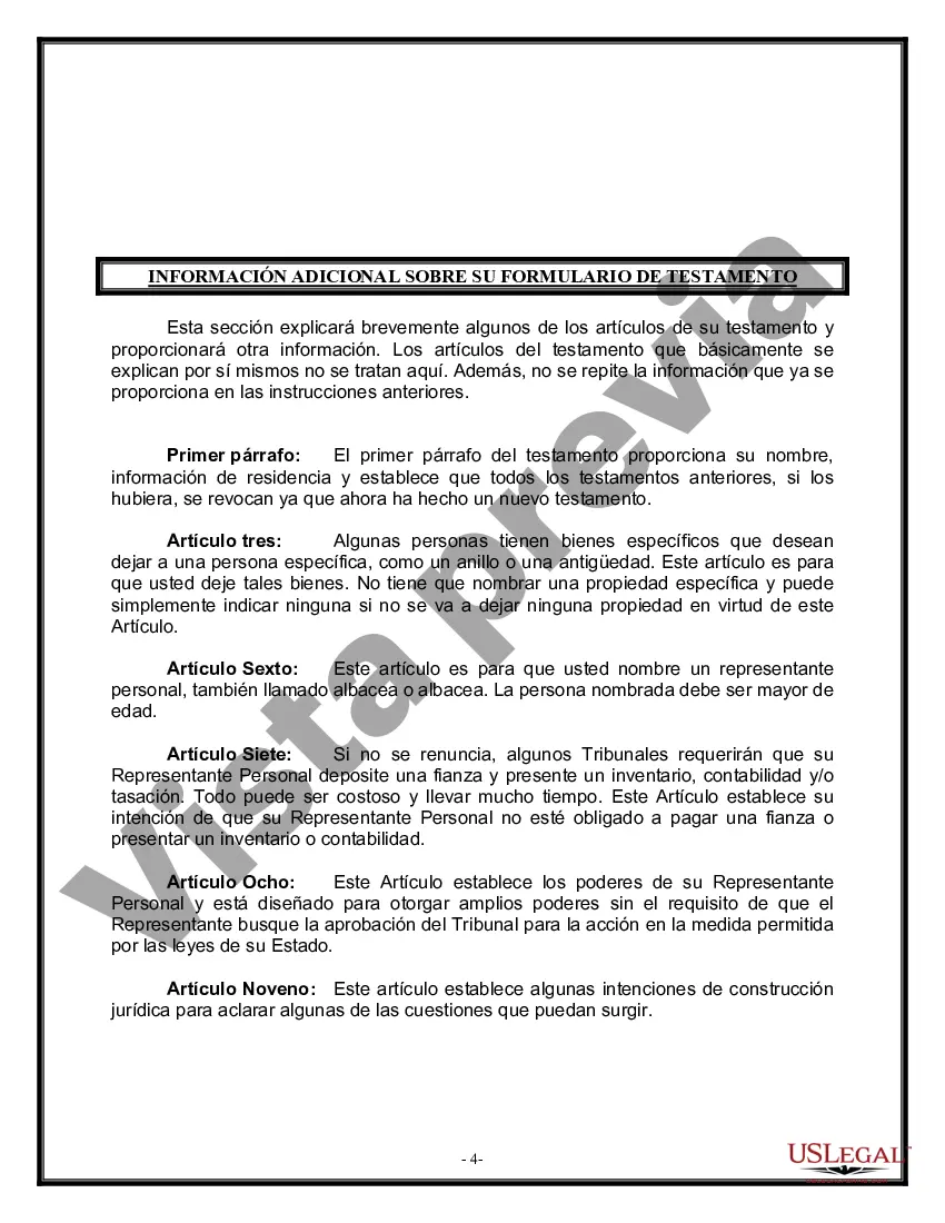 Preview Formulario de testamento y última voluntad legal para viuda o viudo con hijos adultos