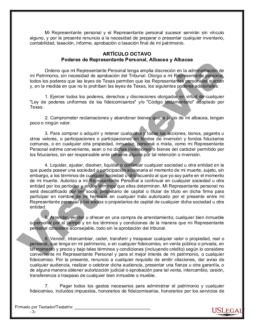Preview Formulario de última voluntad legal para una viuda o viudo sin hijos