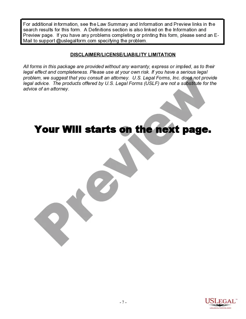 Preview Last Will for a Widow or Widower with no Children