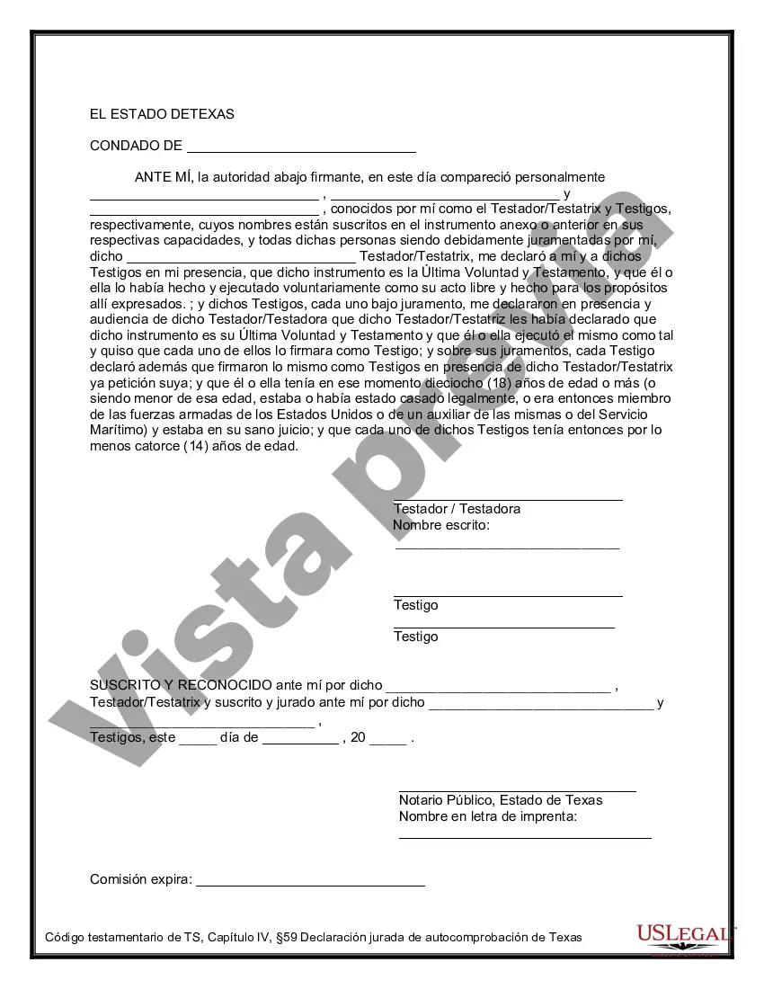 Preview Último testamento legal y formulario de testamento con todos los bienes en fideicomiso llamado testamento invertido