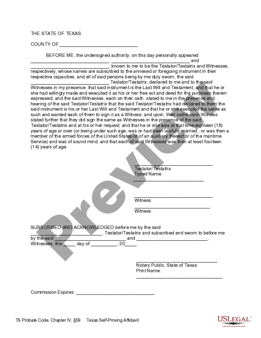 Preview Last Will and Testament with All Property to Trust called a Pour Over Will