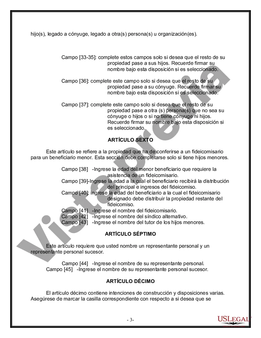 Preview Última voluntad y testamento para otras personas