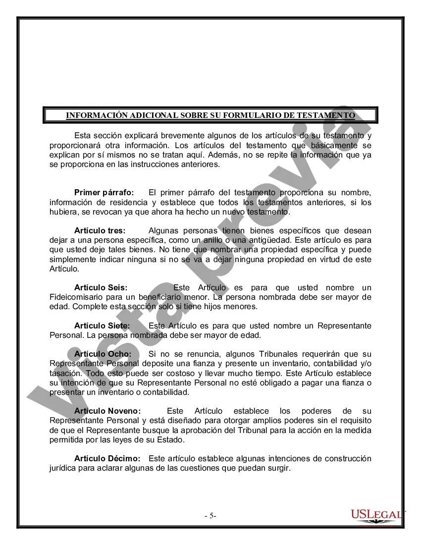 Preview Última voluntad y testamento para otras personas