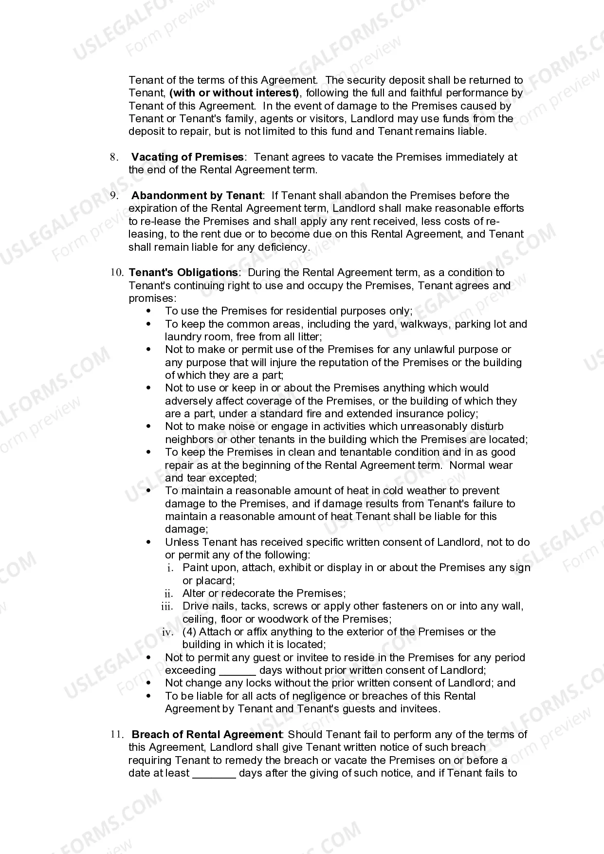 Preview Rental Lease Agreement for Apartment