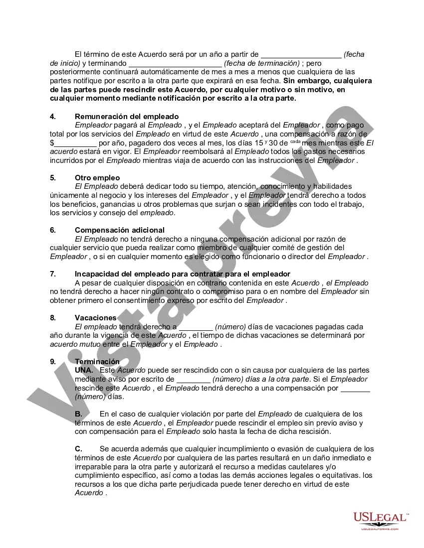 Preview Acuerdo de empleo a voluntad