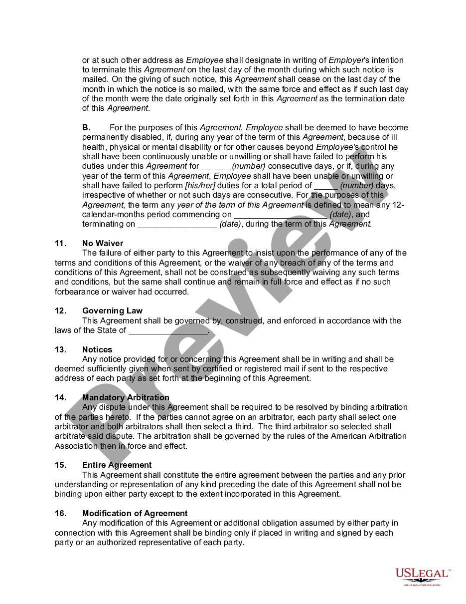 At Will Employment Agreement At Will Employment US Legal Forms