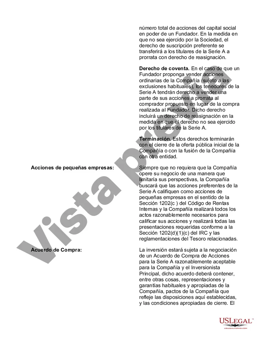 Preview Hoja de términos de inversión ángel