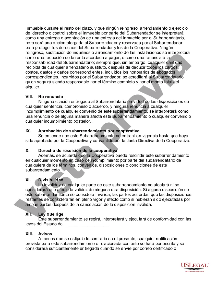 Preview Acuerdo de subarrendamiento de apartamento cooperativo