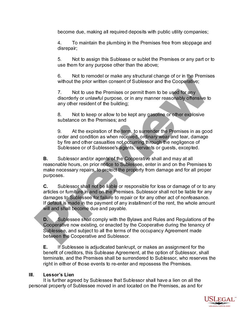 Cooperative Agreement Form Real Estate Us Legal Forms 0638