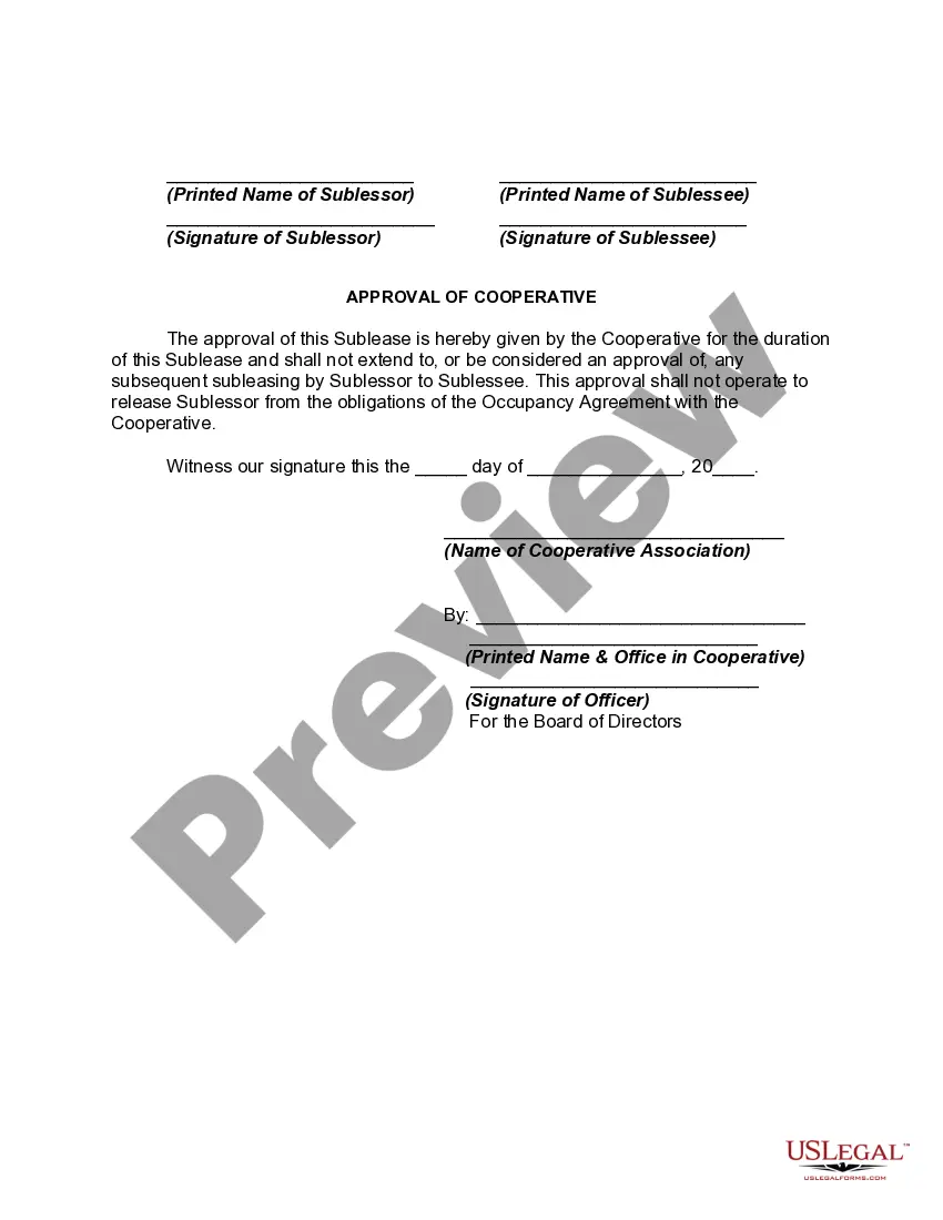 Get Cooperative Apartment Sublease Agreement Preview Cooperative Apartment Sublease Agreement