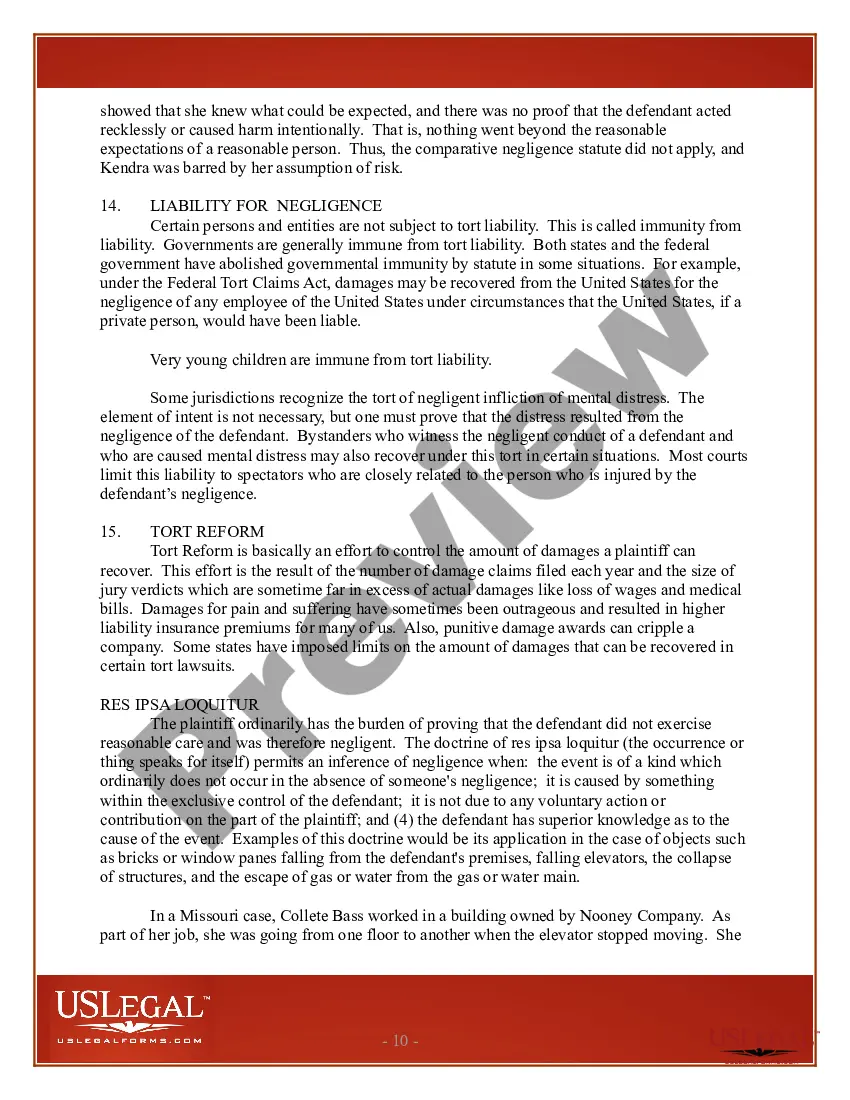 Get USLegal Law Pamphlet on Torts Preview USLegal Law Pamphlet on Torts