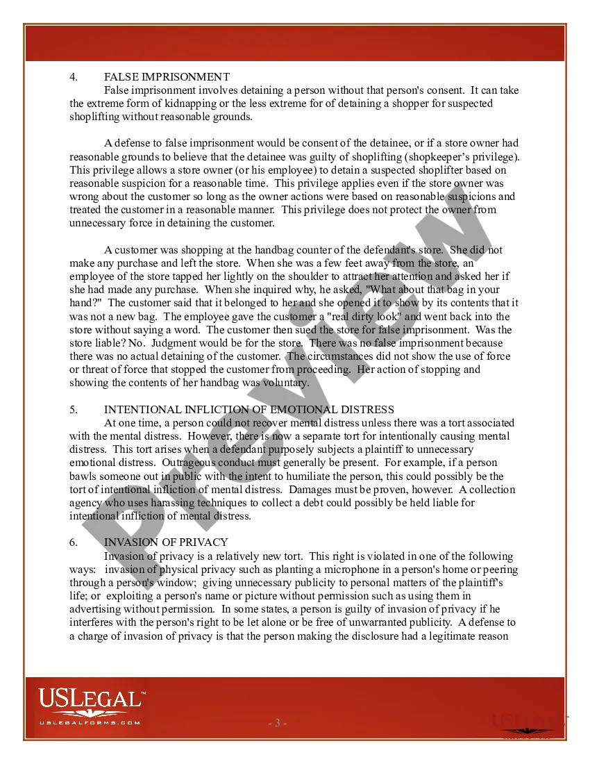 Get USLegal Law Pamphlet on Torts Preview USLegal Law Pamphlet on Torts