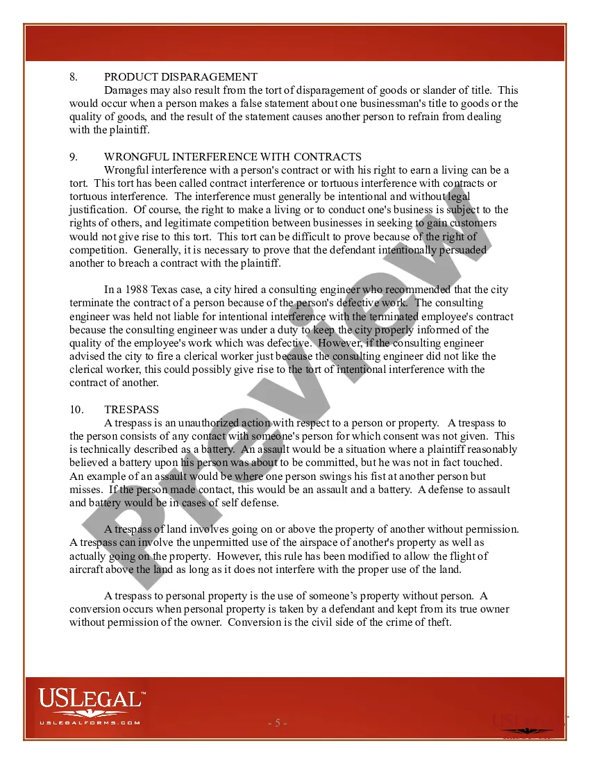 Get USLegal Law Pamphlet on Torts Preview USLegal Law Pamphlet on Torts