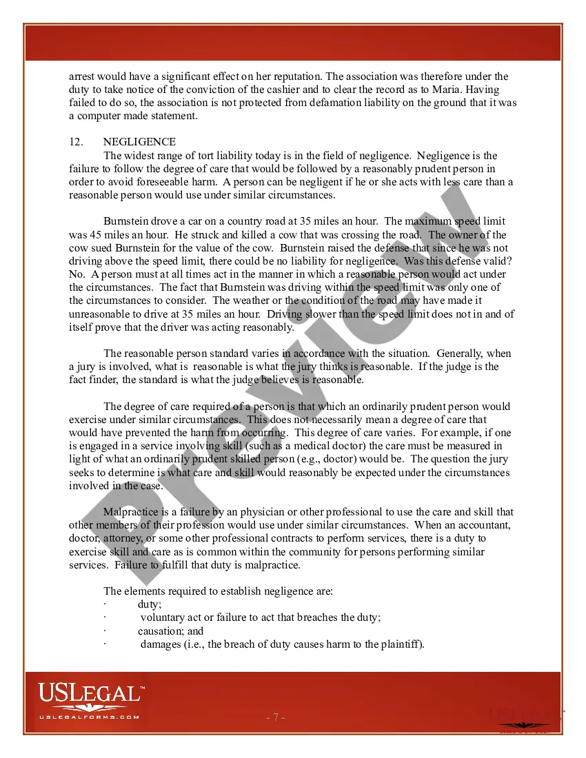 Get USLegal Law Pamphlet on Torts Preview USLegal Law Pamphlet on Torts