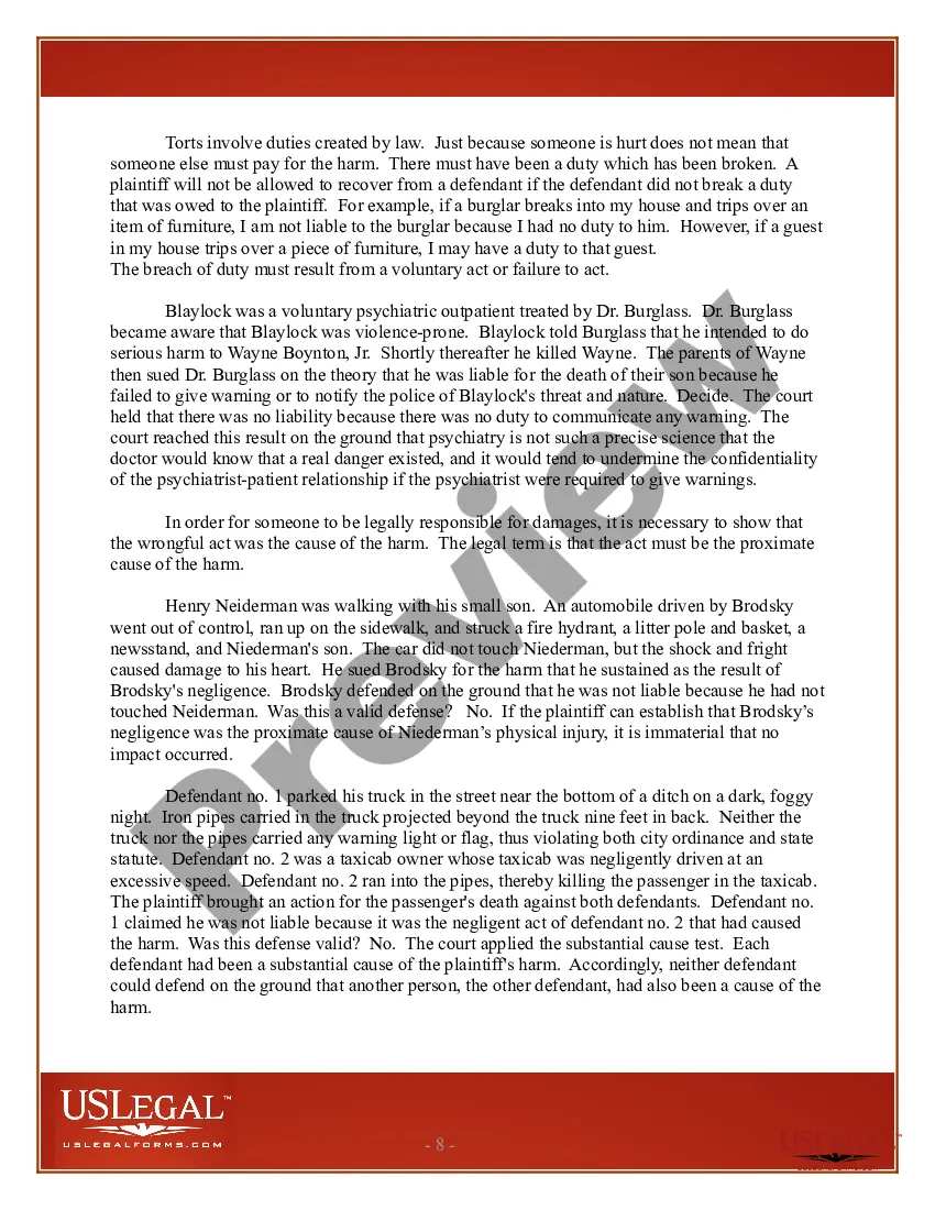 Get USLegal Law Pamphlet on Torts Preview USLegal Law Pamphlet on Torts
