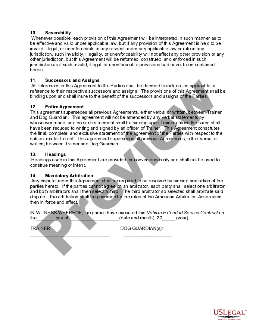 Get Dog Training Class Service Contract Preview Dog Training Class Service Contract