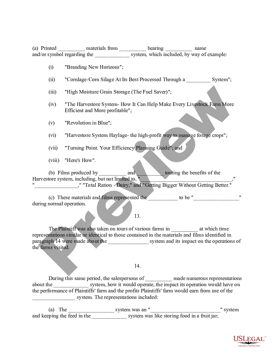 page 2 Complaint For Misrepresentation of Dairy Herd Feeding System - Jury Trial Demand preview