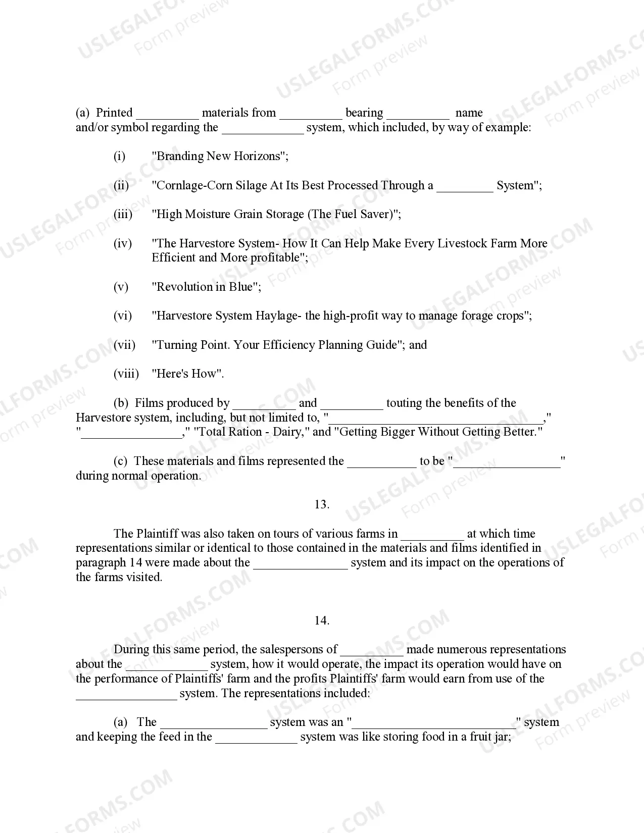Preview Complaint For Misrepresentation of Dairy Herd Feeding System - Jury Trial Demand