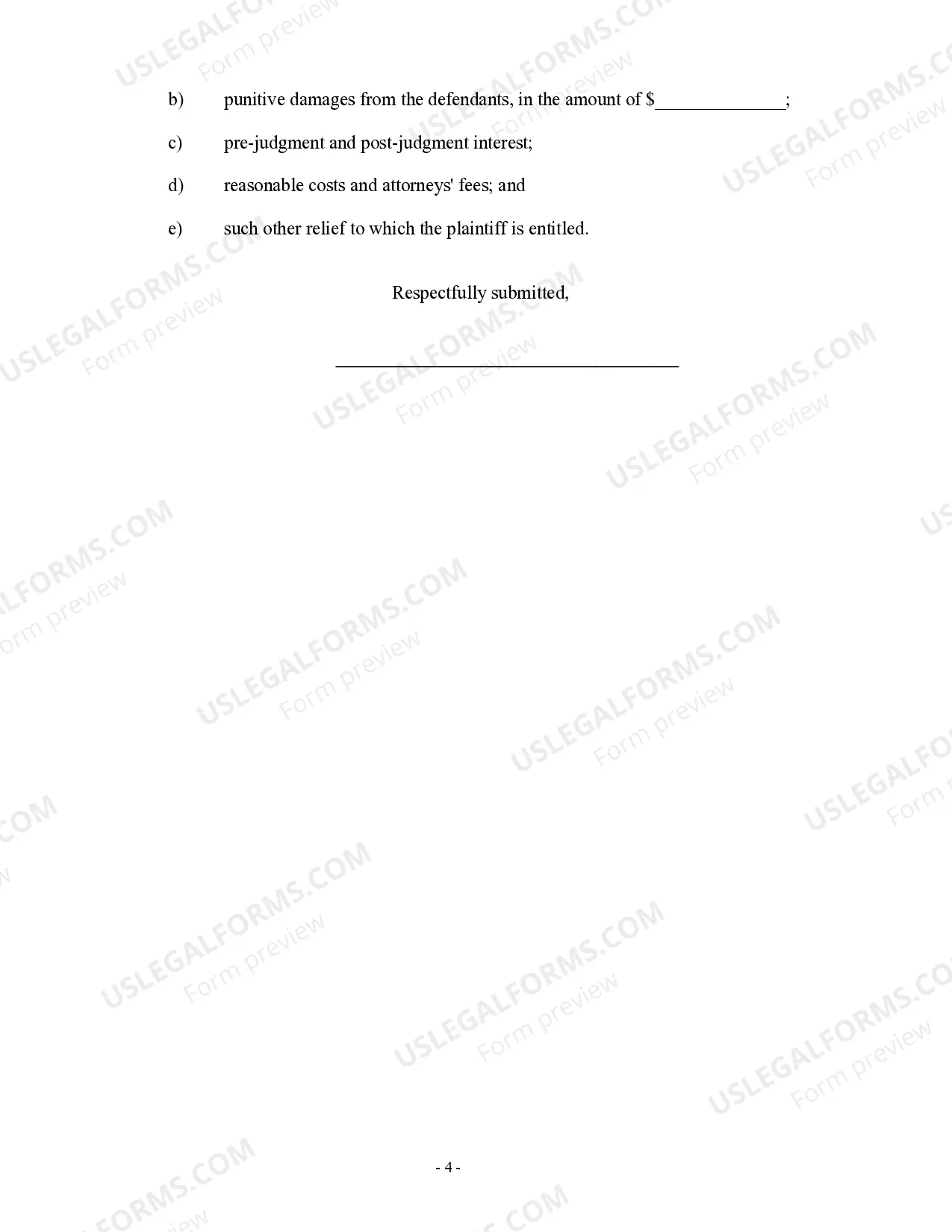 Preview Complaint For Strip Search - 4th and 14th Amendment, US Constitution - Jury Trial Demand