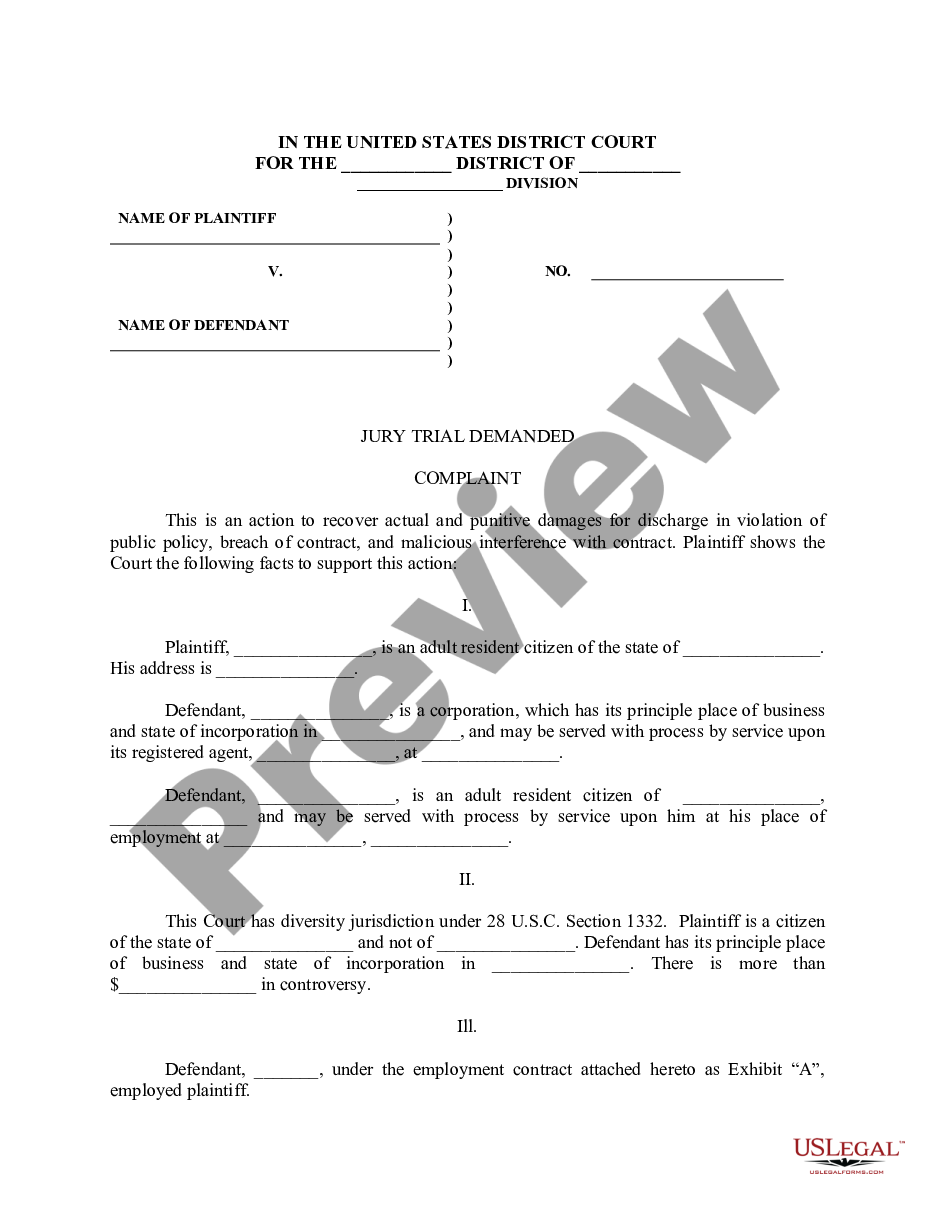 page 0 Complaint For Wrongful Discharge of Physician - Jury Trial Demand preview