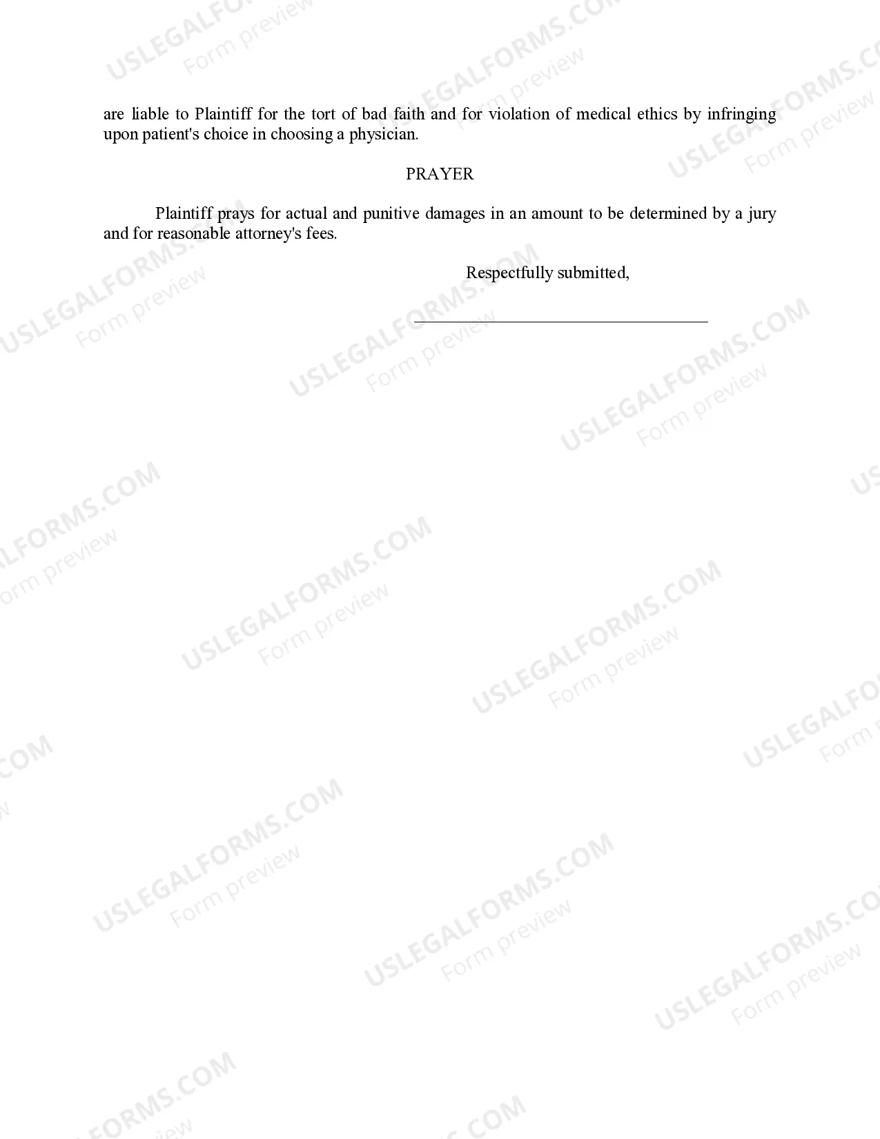 Preview Complaint For Wrongful Discharge of Physician - Jury Trial Demand