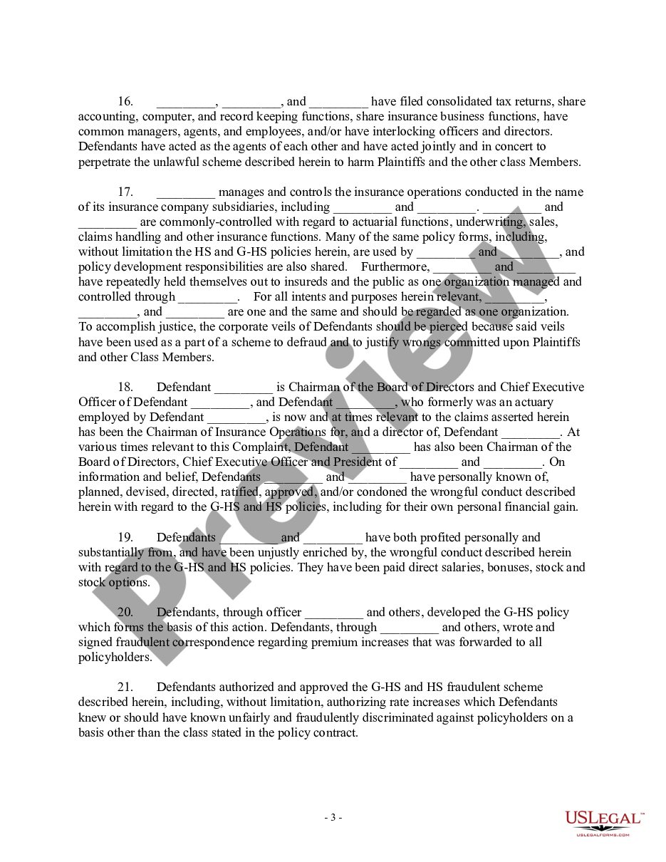 page 2 Complaint for Class Action For Wrongful Conduct - RICO - by Insurers preview