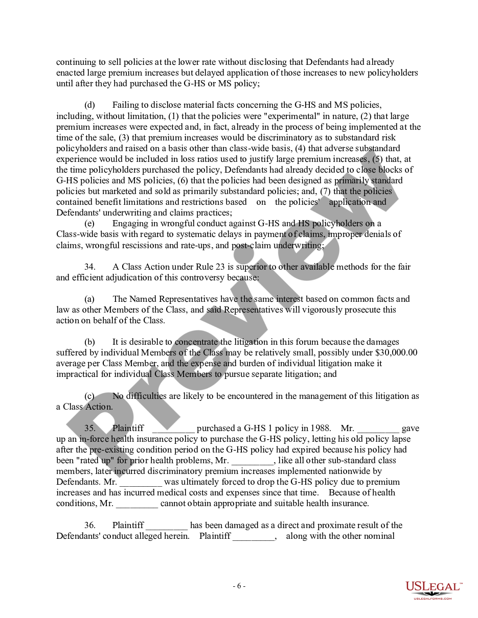 page 5 Complaint for Class Action For Wrongful Conduct - RICO - by Insurers preview