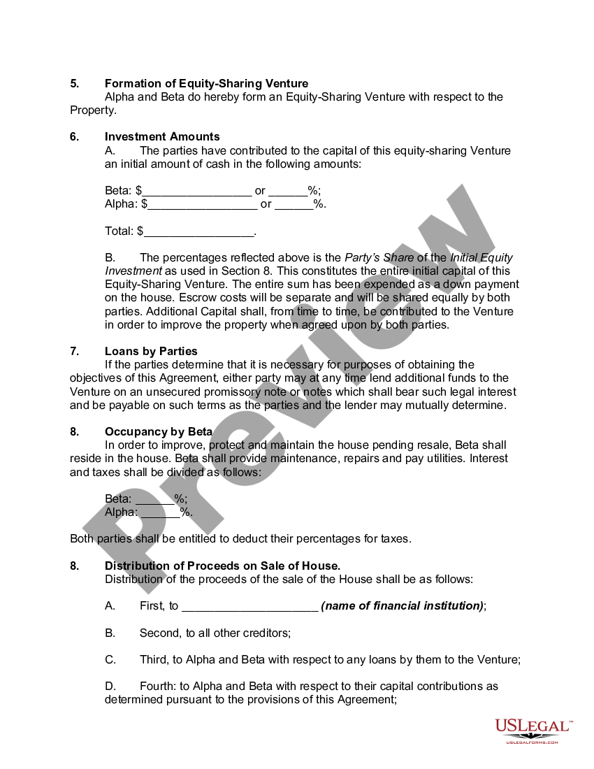 Equity Share Agreement US Legal Forms