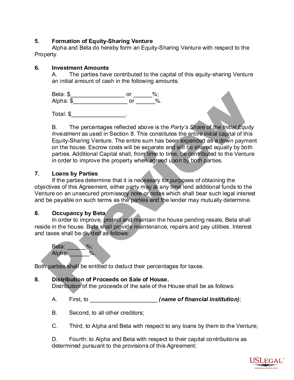 Equity Share Agreement US Legal Forms