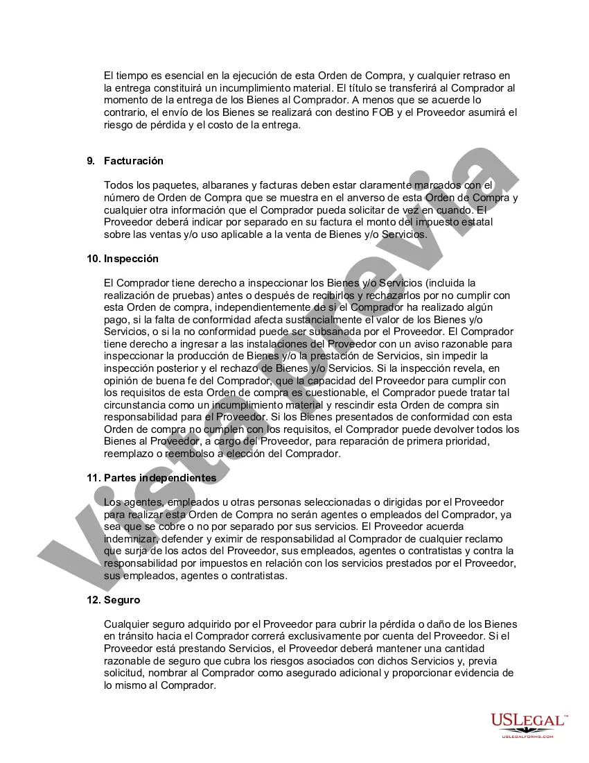 Preview Orden de Compra con Términos y Condiciones para Suministros Médicos