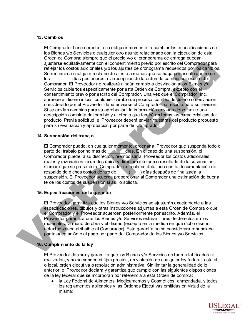 Preview Orden de Compra con Términos y Condiciones para Suministros Médicos