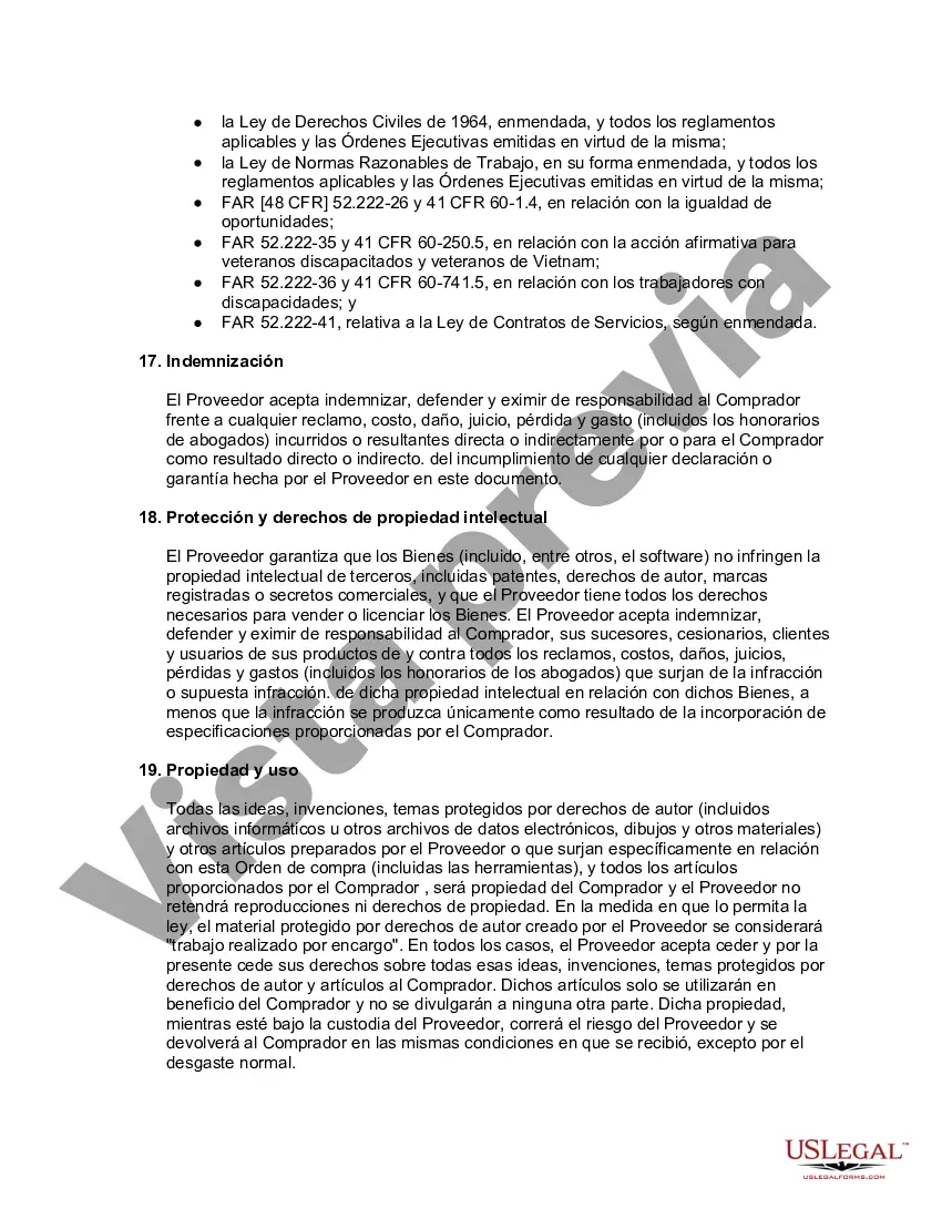 Preview Orden de Compra con Términos y Condiciones para Suministros Médicos