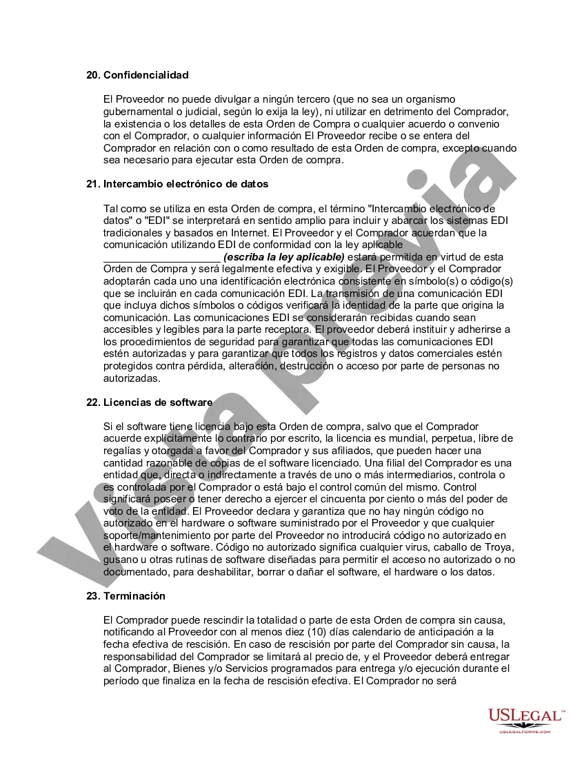 Preview Orden de Compra con Términos y Condiciones para Suministros Médicos