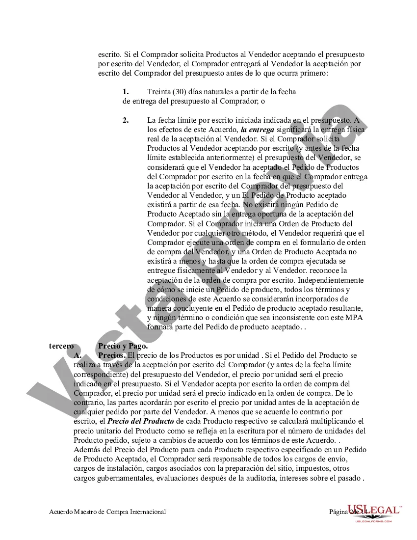 Preview Acuerdo Maestro de Compra Internacional