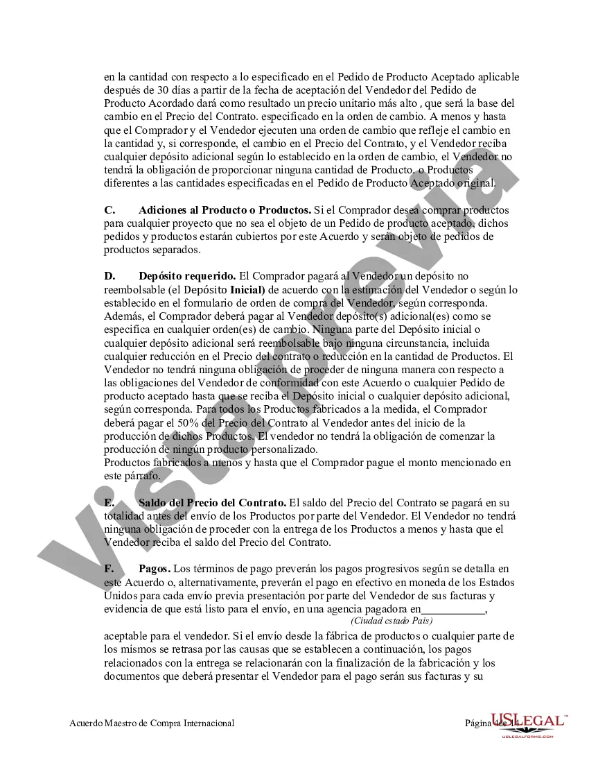 Preview Acuerdo Maestro de Compra Internacional