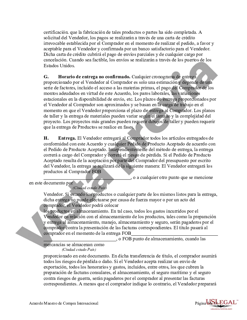 Preview Acuerdo Maestro de Compra Internacional