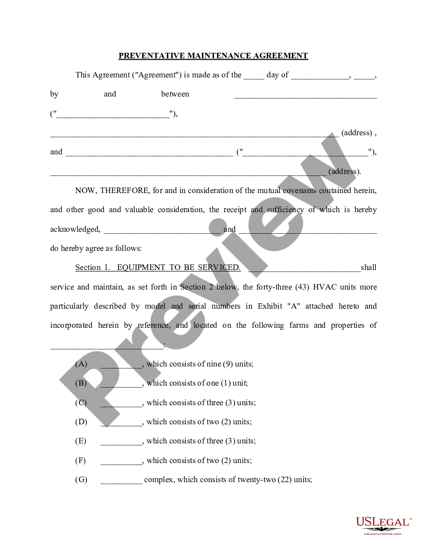 Ac Maintenance Agreement Format