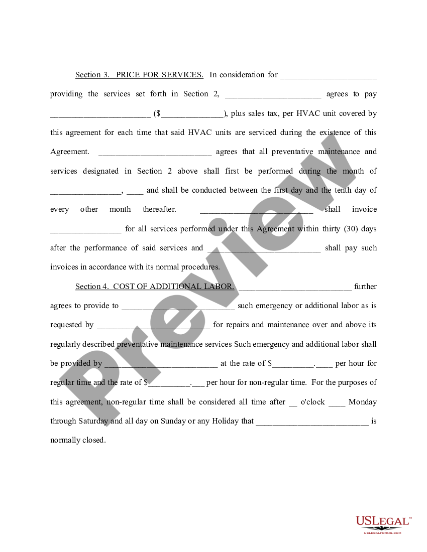 hvac service agreement template