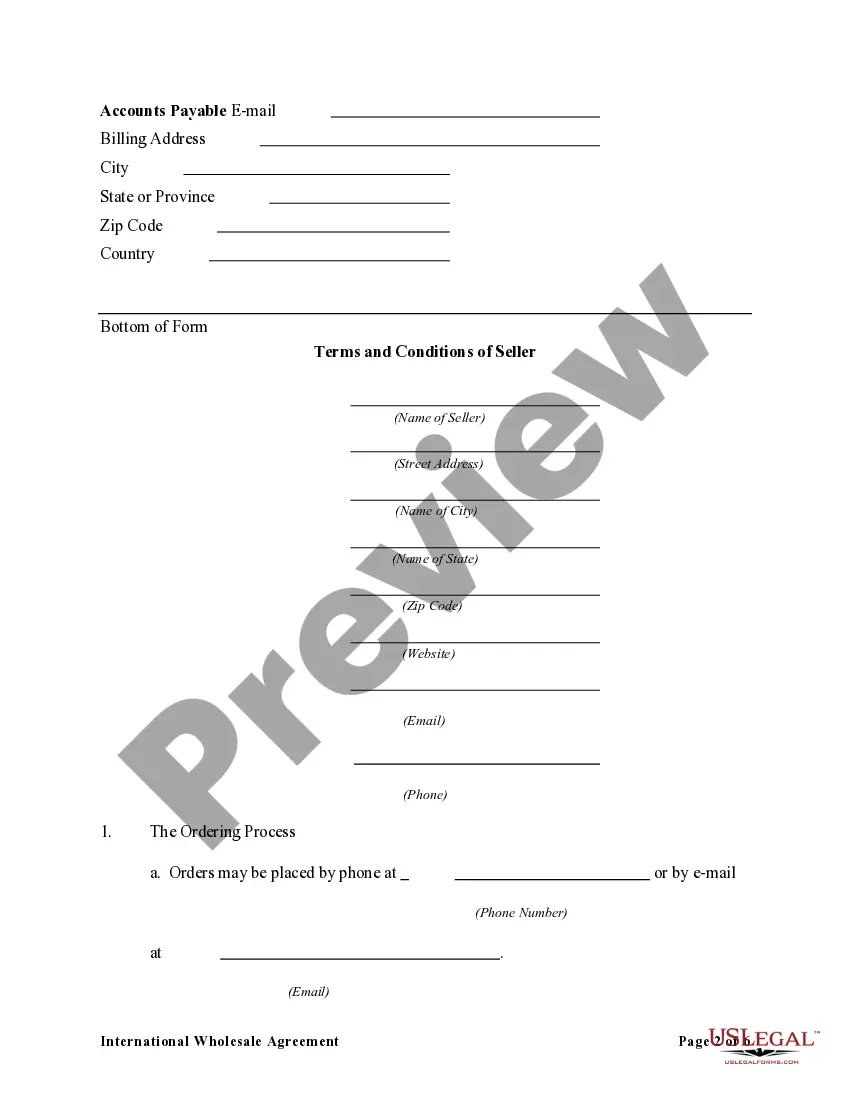Get International Wholesale Agreement (Online Seller) Preview International Wholesale Agreement (Online Seller)