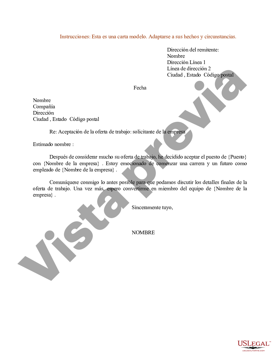 Bexar Texas Carta De Aceptación De Trabajo Para El Empleador Us Legal Forms 7131