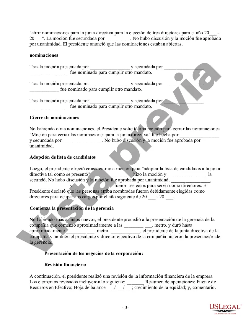 Preview Acta de Asamblea Anual de Accionistas - Resoluciones Corporativas